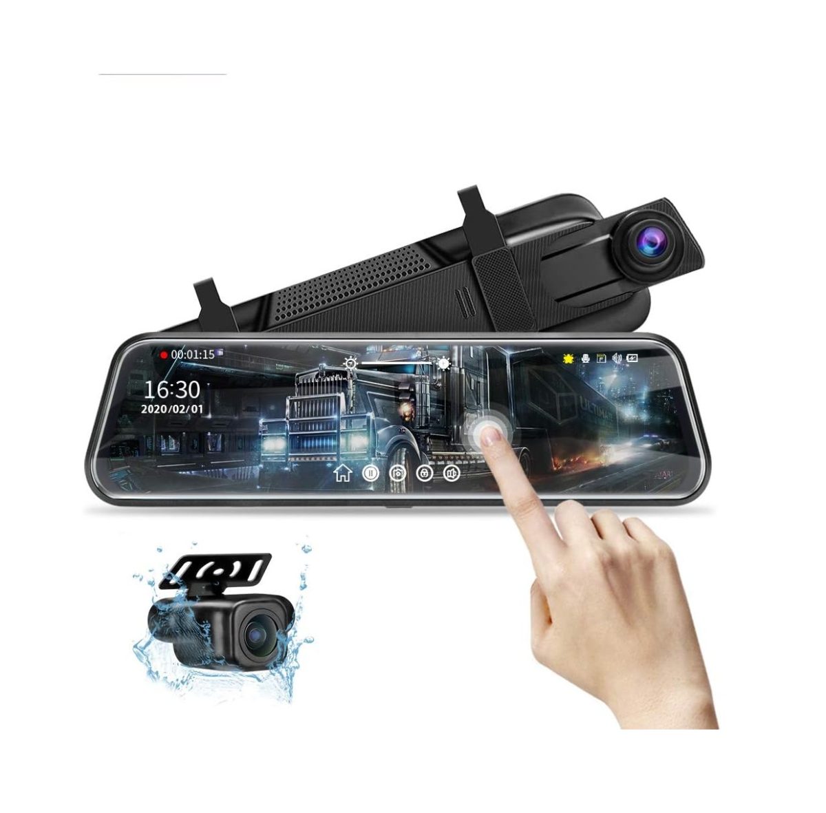 Espejo Retrovisor Digital Jansite 10” – Pantalla Táctil, Doble Cámara 1080P - Imagen 1