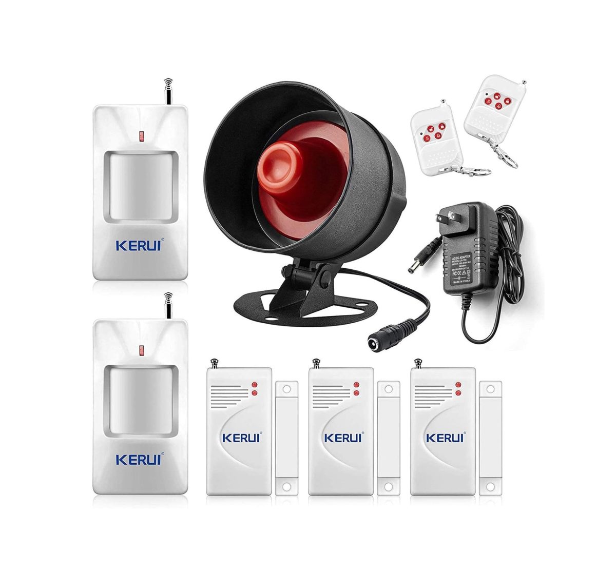 Sistema de Alarma KERUI Inalámbrico – Kit Completo sin WiFi, 3 Sensores de Puerta, 2 Sensores de Movimiento, Control Remoto - Imagen 1