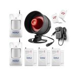 Sistema de Alarma KERUI Inalámbrico – Kit Completo sin WiFi, 3 Sensores de Puerta, 2 Sensores de Movimiento, Control Remoto