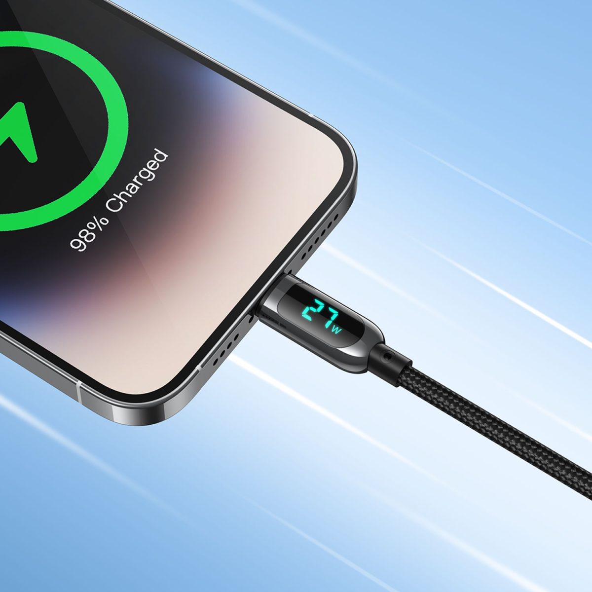 BWOO Cable Nylon Trenzado 27W Tipo‑C a iPhone X276 - Imagen 3
