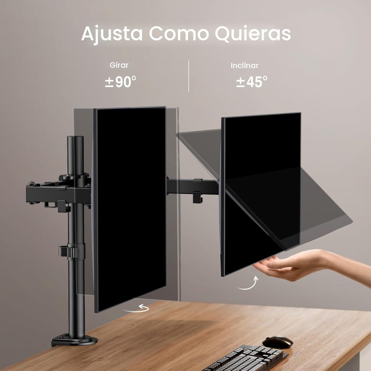 ErGear – Soporte de Escritorio para Monitor Doble | Brazo Ajustable 13”-32” | Giro, Inclinación y Rotación 360° - Image 5