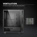 GameMax Black Hole – Case ATX Mid-Tower Gaming, Panel de Vidrio Templado, 2 Ventiladores ARGB - Imagen 4