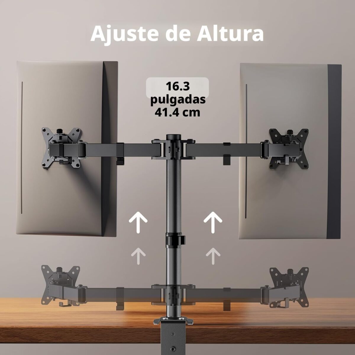ErGear – Soporte de Escritorio para Monitor Doble | Brazo Ajustable 13”-32” | Giro, Inclinación y Rotación 360° - Image 3
