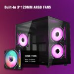 RUIX OV502 M-ATX – Carcasa Mini Torre con 3 Ventiladores Prism ARGB, Vidrio Templado 180°, USB 3.0, Compacta para Gaming - Image 3