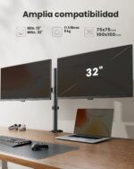 ErGear – Soporte de Escritorio para Monitor Doble | Brazo Ajustable 13”-32” | Giro, Inclinación y Rotación 360° - Image 6