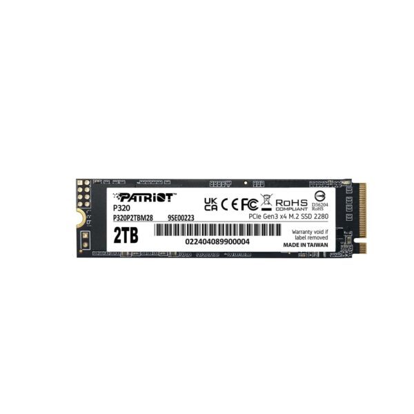 Patriot Memory P320 – SSD Interno 2TB NVMe PCIe Gen3x4 M.2 2280, hasta 3000MB/s