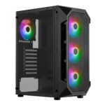 Gamdias GC1 – Chasis ATX Mid-Tower con Vidrio Templado y 4 Ventiladores RGB de 120mm
