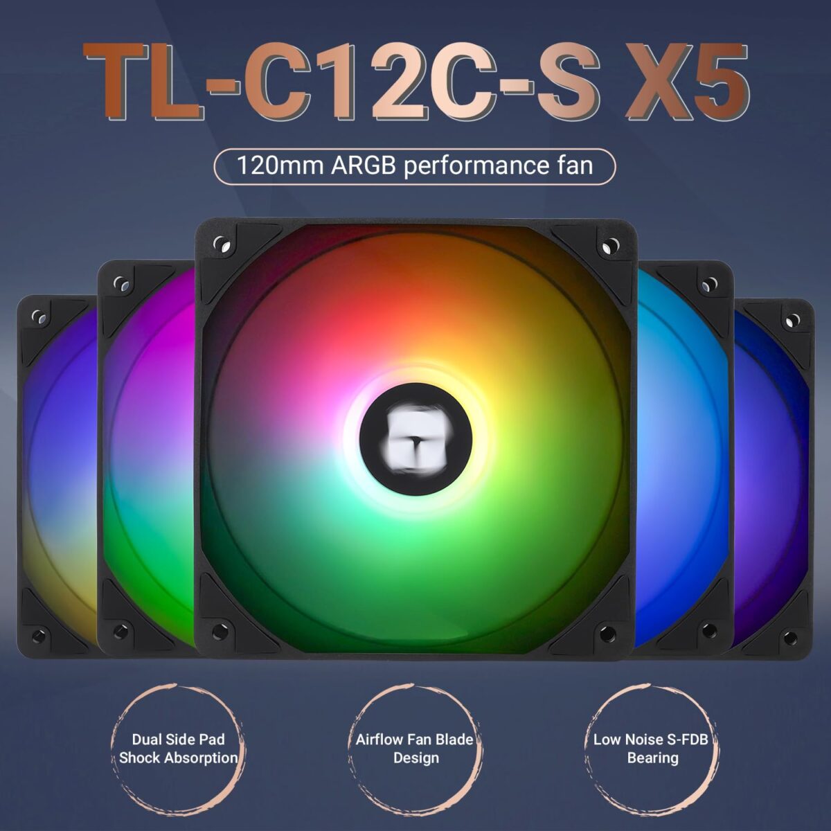 Thermalright TL-C12CW-S – Pack de 5 Ventiladores ARGB PWM 120mm Silenciosos para PC y CPU - Image 5