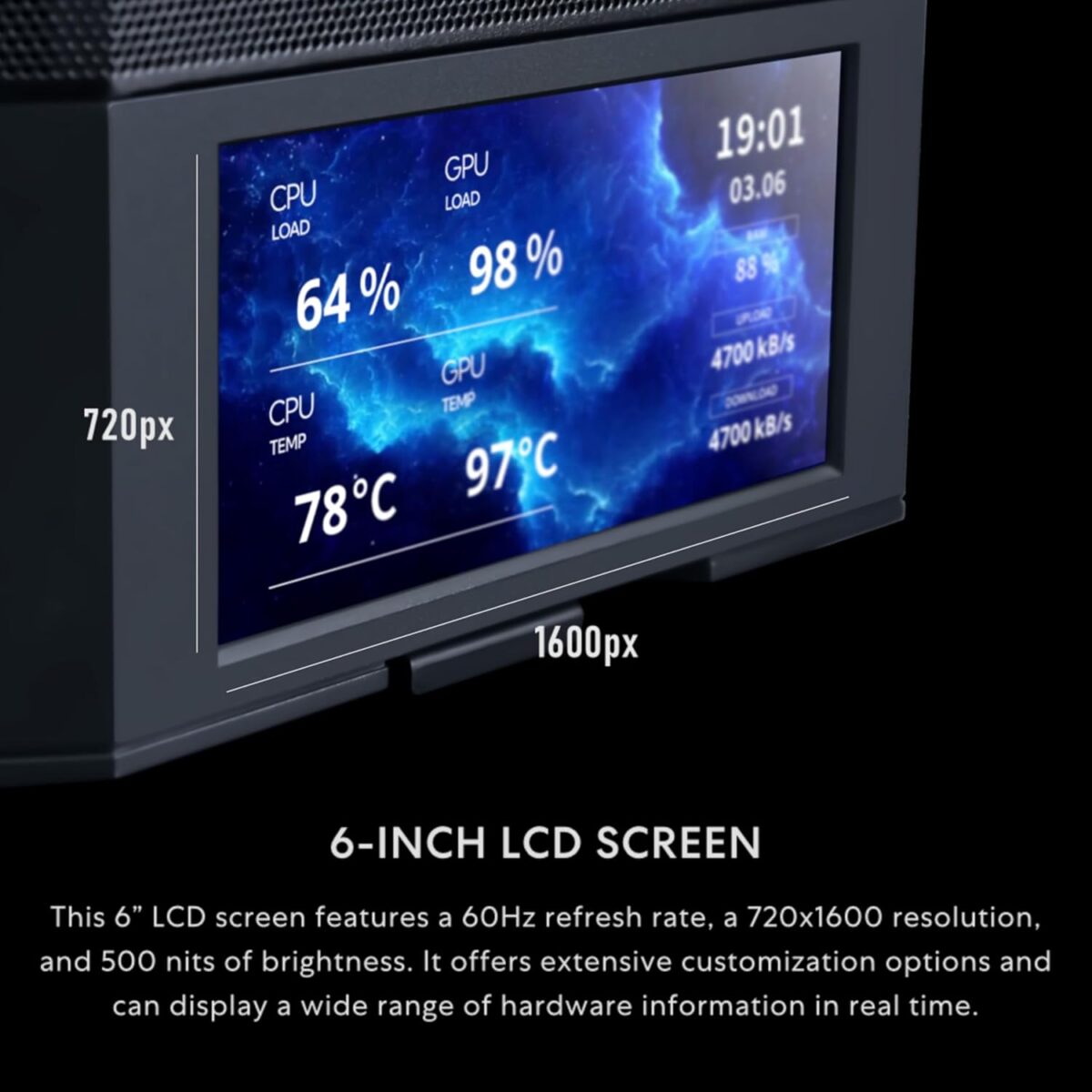 Chasis Lian Li LANCOOL 207 – Torre Media ATX/M-ATX, Pantalla LCD, 4 Ventiladores PWM, Panel de Malla - Image 4