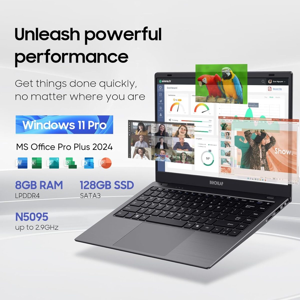 Laptop INHONLAP BTC511 – 14" HD, Intel N5095, 8GB RAM, 128GB SSD (1TB Expandible), Windows 11 Pro - Image 4