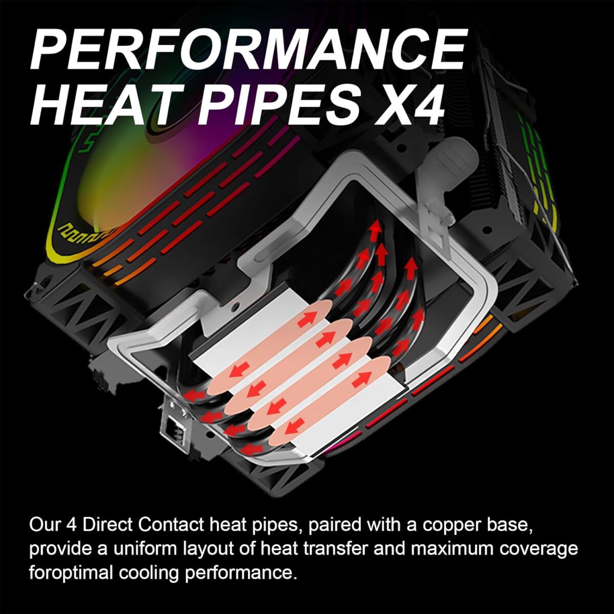 DS Enfriador CPU 1800RPM PWM – 4 Heat Pipes, Torre Doble Aluminio, Ventilador 120mm - Image 4