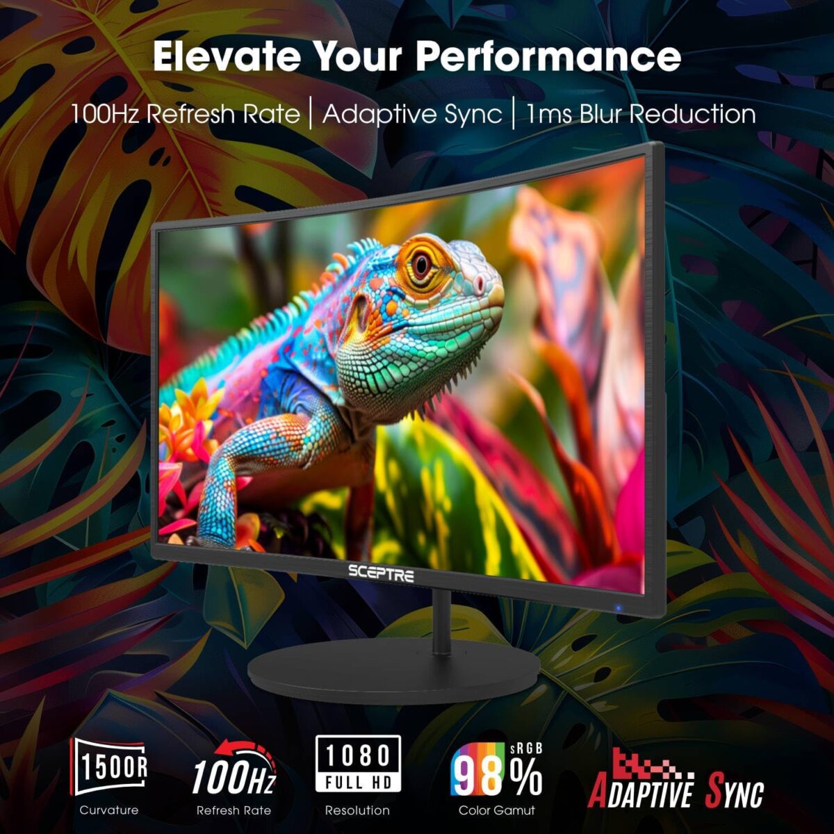 Monitor Curvo Gaming Sceptre 27" – FHD 1080p, 100Hz, HDMI X2, Altavoces Integrados - Image 4