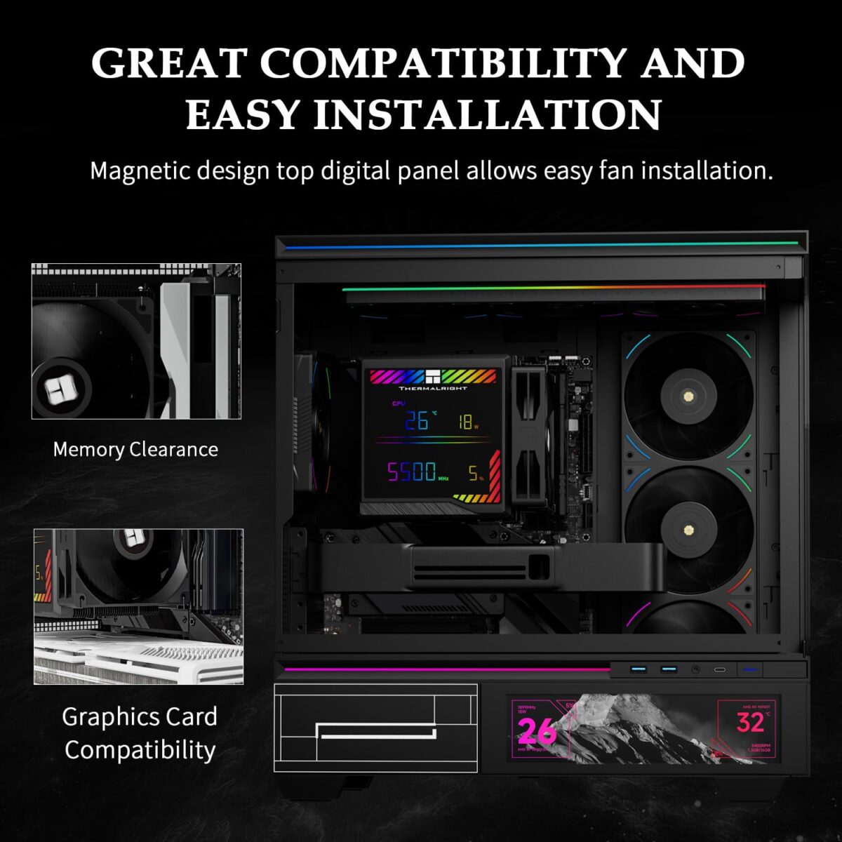 Thermalright Peerless Assassin 140mm Digital ARGB – Enfriador de CPU Torre Doble Blanco con Pantalla Digital y Ventiladores PWM - Image 4