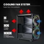 GameMax Black Hole – Case ATX Mid-Tower Gaming, Panel de Vidrio Templado, 2 Ventiladores ARGB - Imagen 5