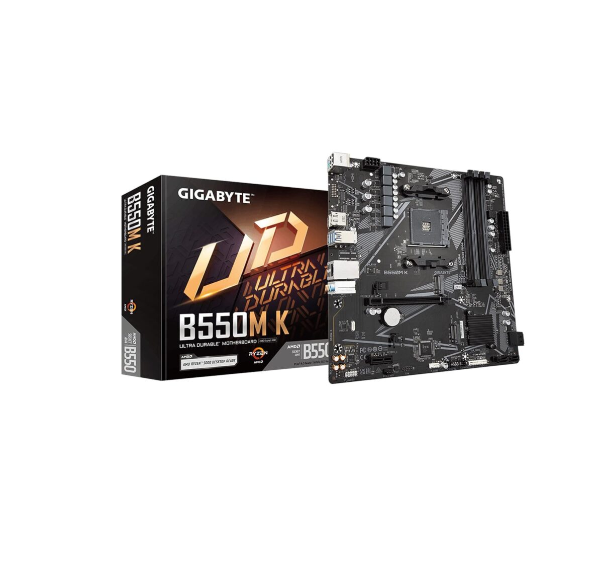 Motherboard GIGABYTE B550M K – AM4 Ryzen 3000/4000/5000, Micro-ATX, DDR4, PCIe 4.0, Dual M.2 - Image 1
