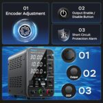HANGELL – Fuente de Alimentación de CC Variable 30V 10A | Banco de Laboratorio con Ajuste Grueso/Fino, Protección OCP y Pantalla LED - Imagen 3