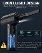 Plumero de Aire Comprimido Recargable Jicawz – 3 Velocidades, 95.000 RPM, LED, 2 en 1 Soplador y Aspiradora - Image 5