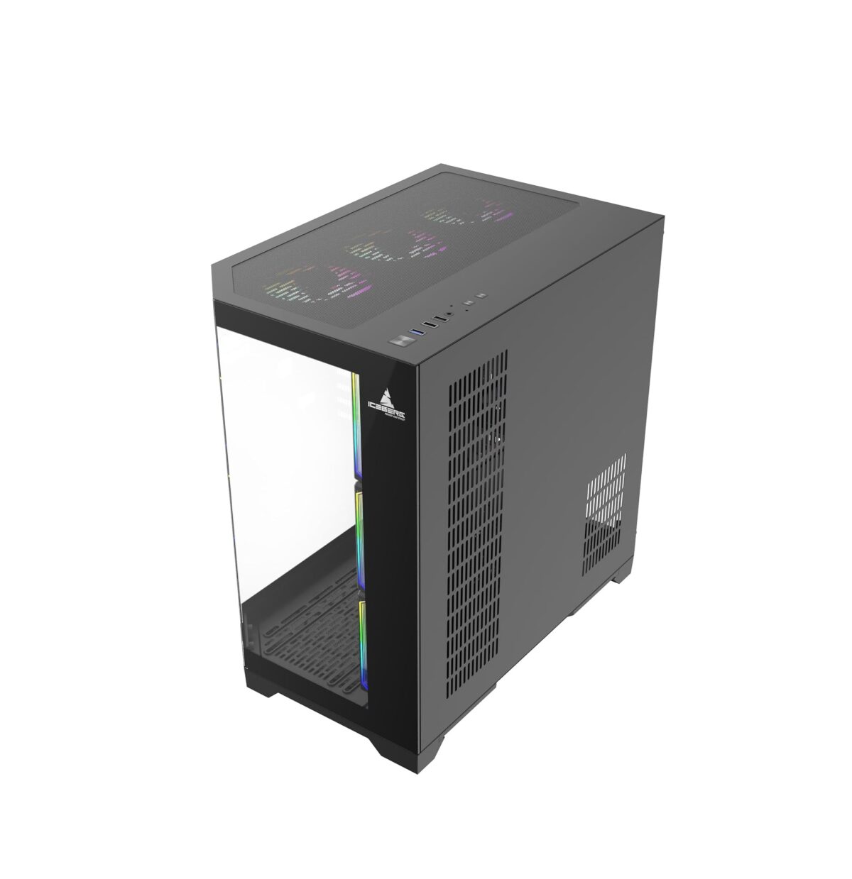Funda ATX Gaming Iceberg Crystal Edge – Vista Panorámica 3 Lados Vidrio Templado + 7 Ventiladores ARGB - Image 4