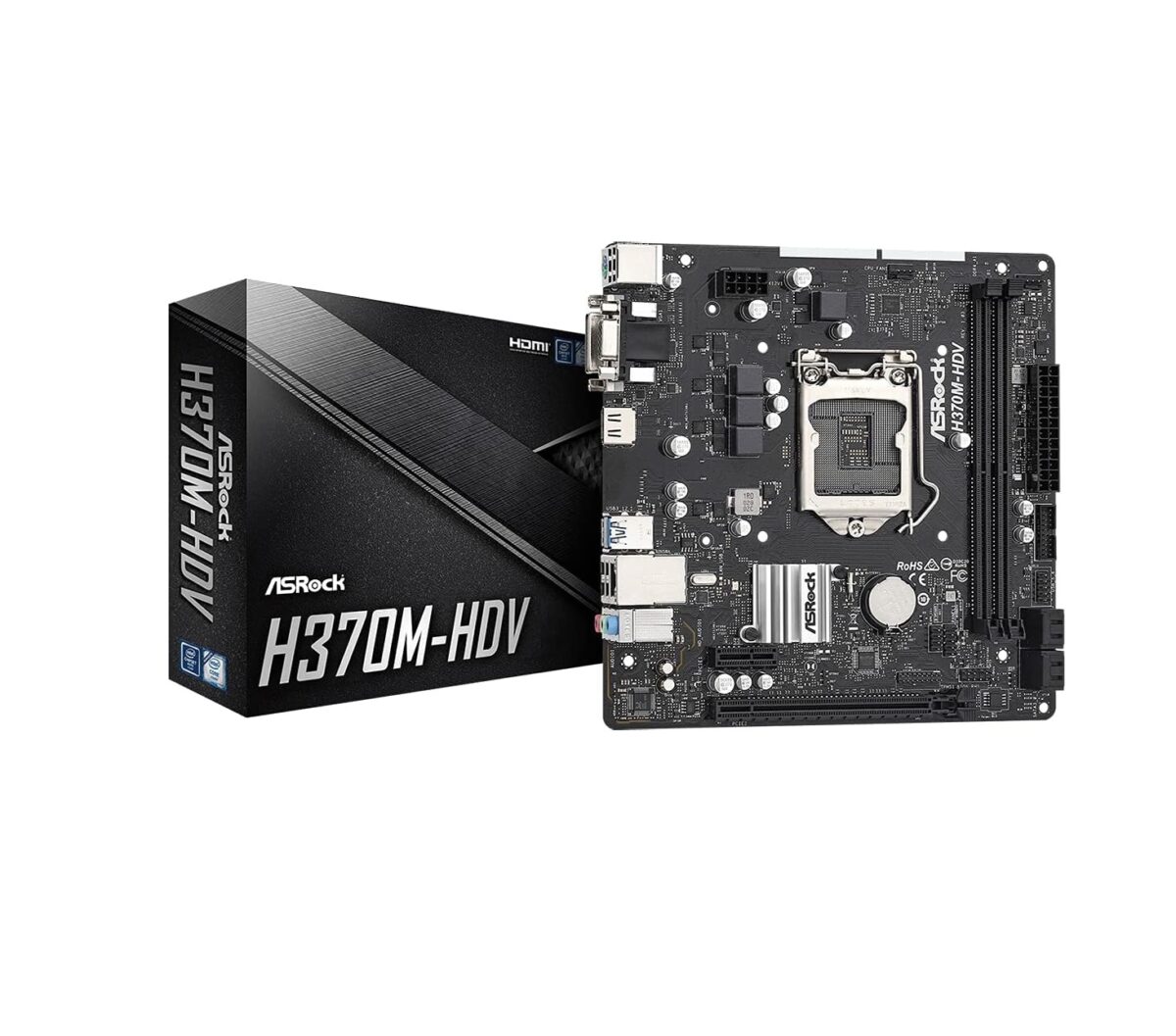 Motherboard ASRock H370M-HDV Micro-ATX – Intel LGA1151, DDR4, SATA3, USB 3.2 - Image 1