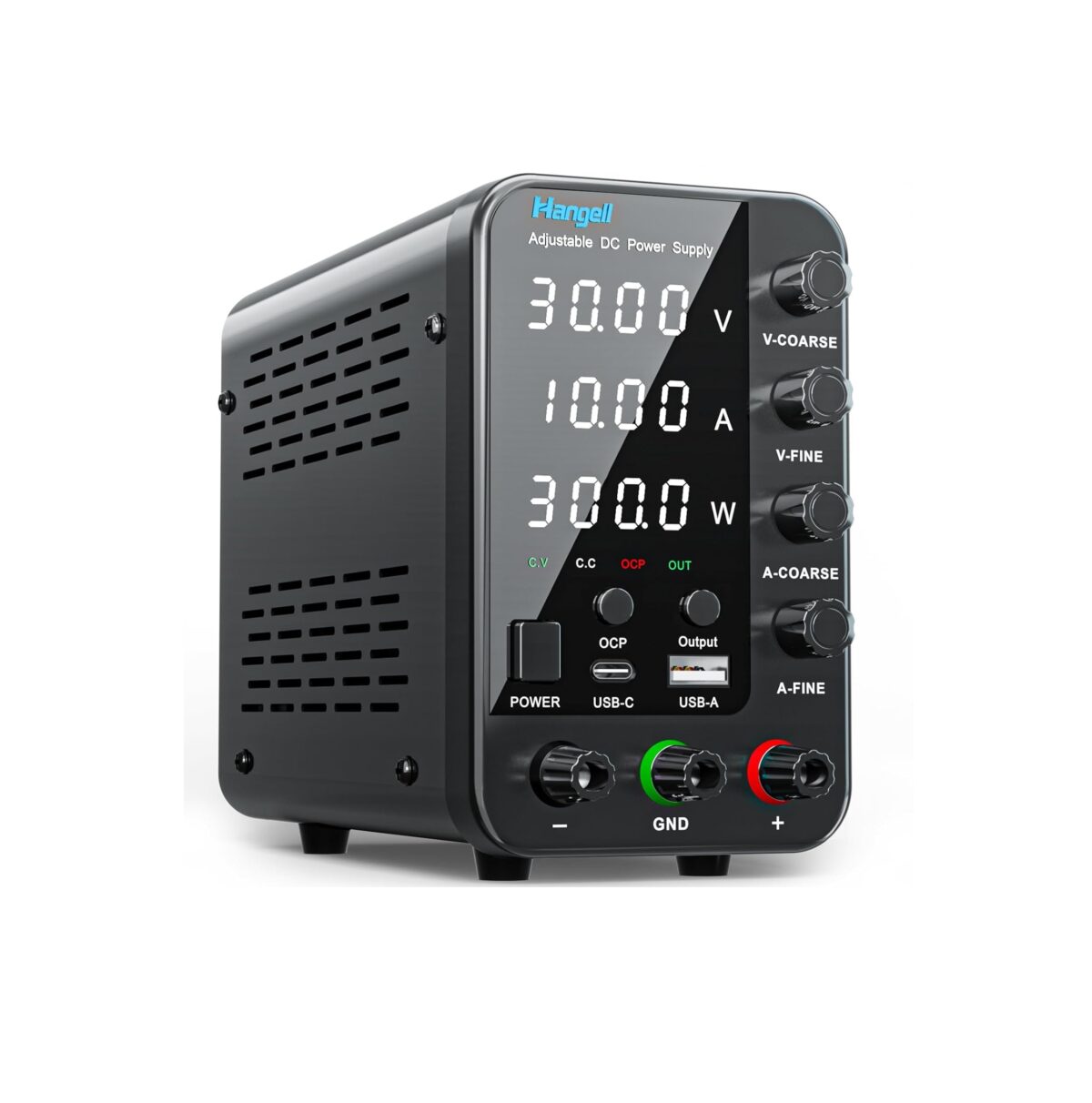 HANGELL – Fuente de Alimentación de CC Variable 30V 10A | Banco de Laboratorio con Ajuste Grueso/Fino, Protección OCP y Pantalla LED - Image 1