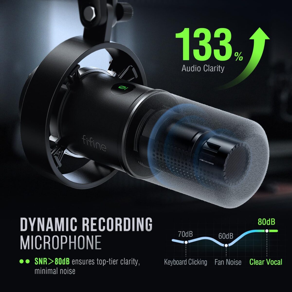 Micrófono FIFINE K688 – Dinámico USB/XLR con Brazo Metálico - Image 3