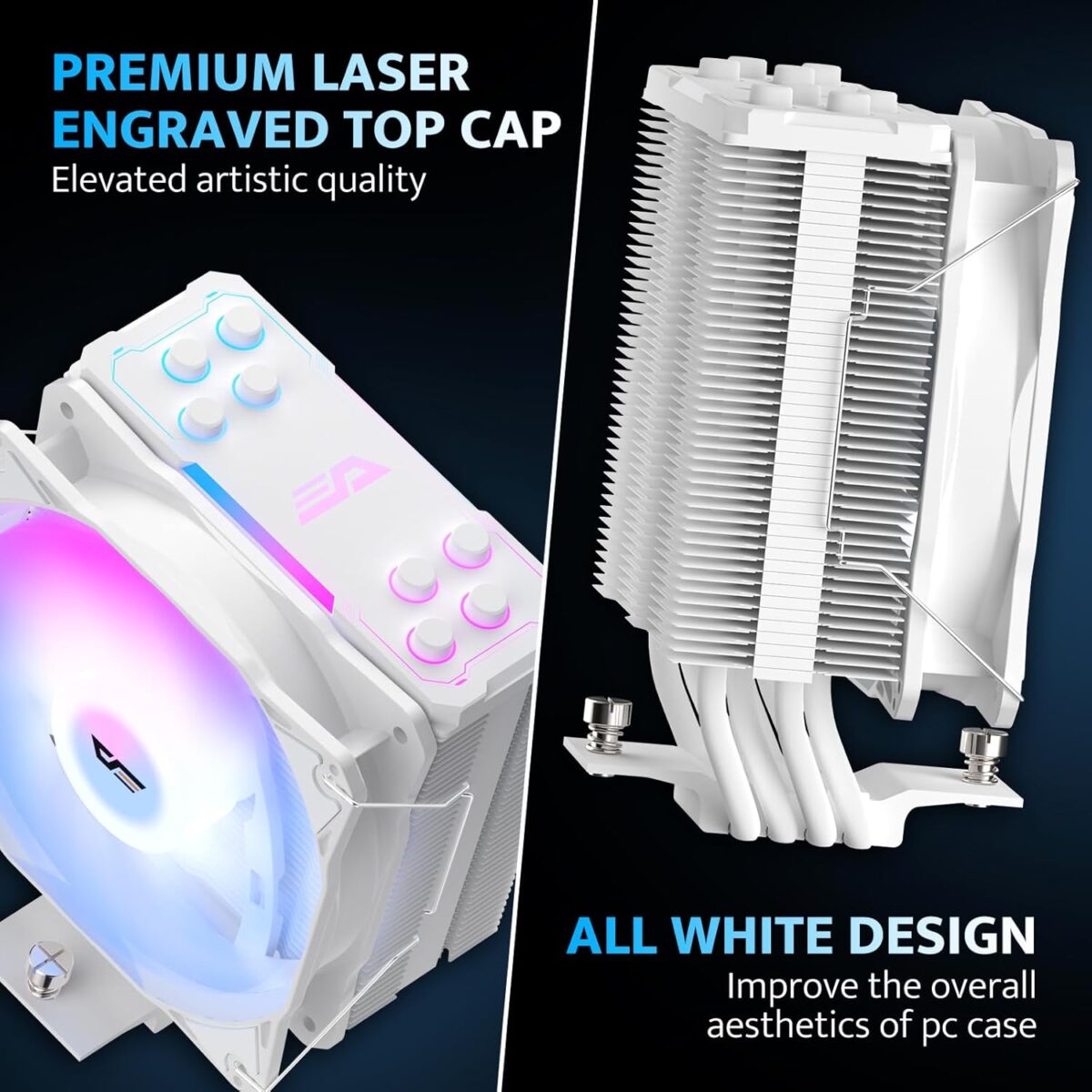 Enfriador CPU darkFlash Z4Pro Mist – 120mm, TDP 200W, 4 Heatpipes, ARGB, Compatible Intel/AMD - Image 3