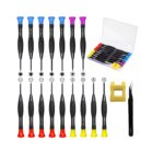 Juego de Destornilladores de Precisión 18 en 1 con Estuche – Torx, Phillips, Pentalobe, Planos + Pinzas Antiestáticas