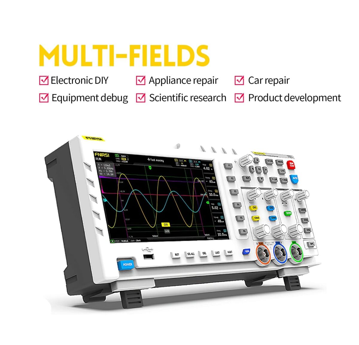 FNIRSI 1014D – Osciloscopio Digital 2 en 1 | 100MHz 2 Canales | 1GSa/s | Generador de Señal DDS + Pantalla 7 - Image 4