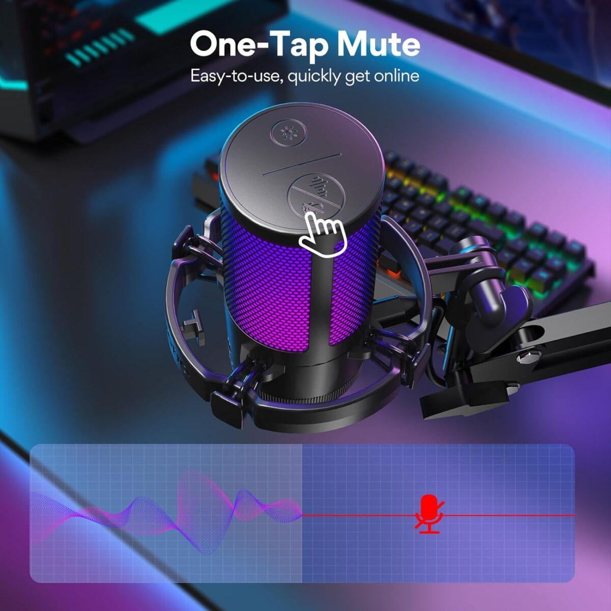 Micrófono MAONO DGM20S – USB Gaming con Cancelación de Ruido, RGB, Brazo Ajustable - Image 6