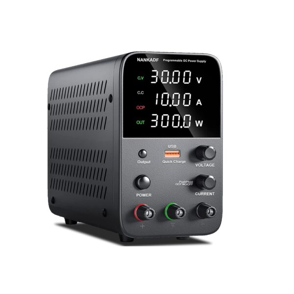 NANKADF – Fuente de Alimentación de CC Variable 30V 10A | Banco de Trabajo con Pantalla LED, Protección OCP y Puerto USB