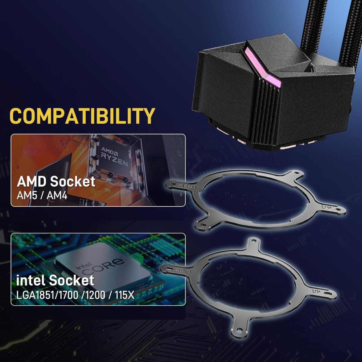 Enfriador Líquido DARKROCK D360 – AIO 360mm, Base de Cobre, ARGB, Compatible Intel/AMD - Image 6