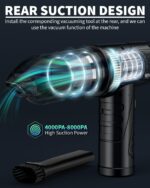 Plumero de Aire Comprimido Recargable Jicawz – 3 Velocidades, 95.000 RPM, LED, 2 en 1 Soplador y Aspiradora - Image 4