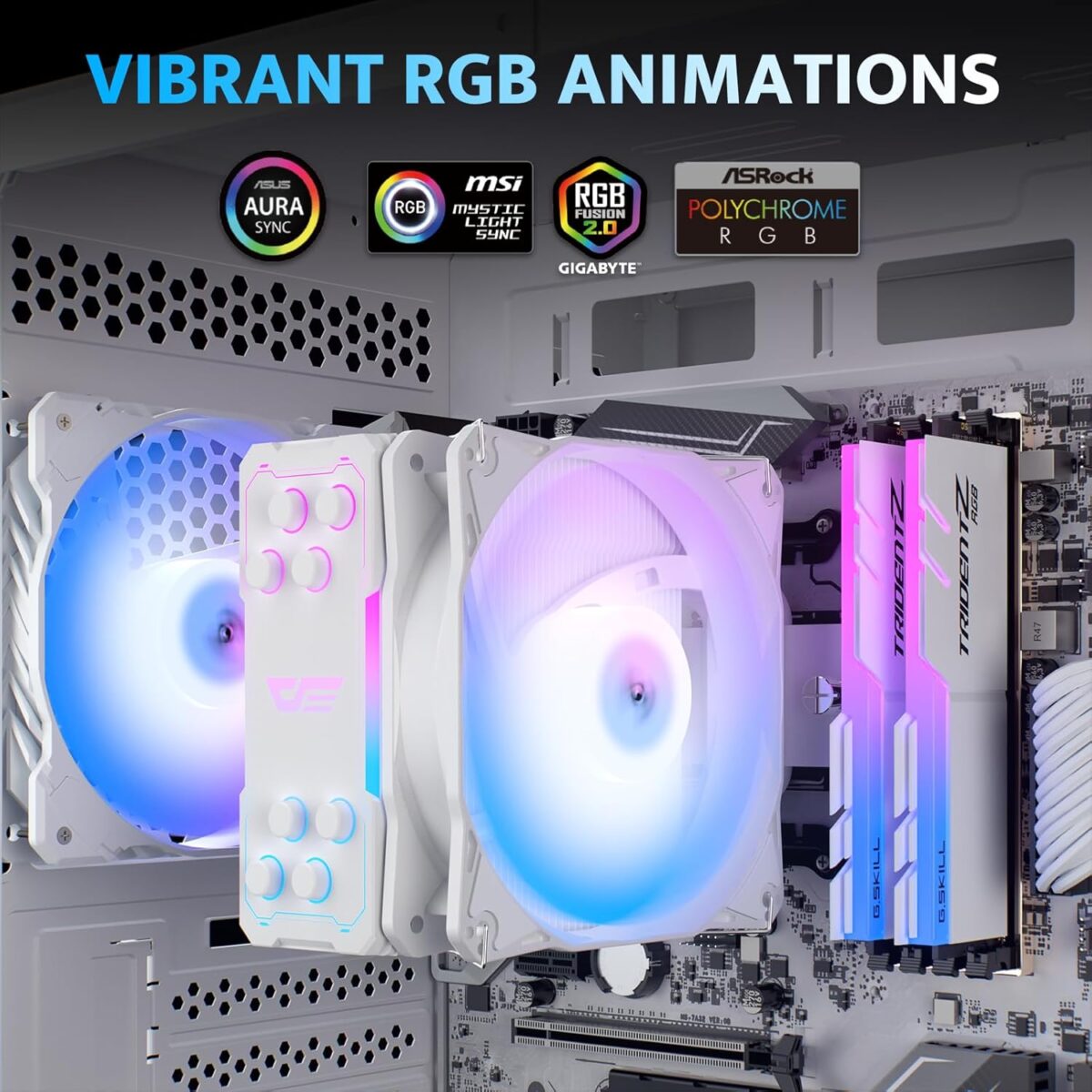 Enfriador CPU darkFlash Z4Pro Mist – 120mm, TDP 200W, 4 Heatpipes, ARGB, Compatible Intel/AMD - Image 4