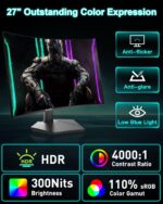 SANSUI Monitor Curvo Gaming 27" FHD 1080P – 160Hz, 1ms, FreeSync, HDR, 1500R - Image 2