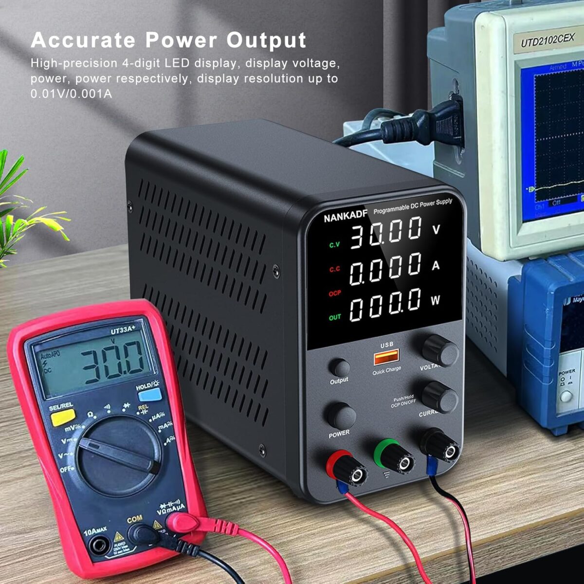 NANKADF – Fuente de Alimentación de CC Variable 30V 10A | Banco de Trabajo con Pantalla LED, Protección OCP y Puerto USB - Image 6