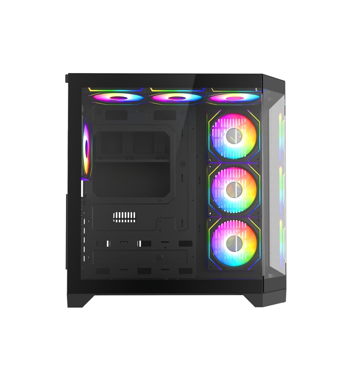 Funda ATX Gaming Iceberg Crystal Edge – Vista Panorámica 3 Lados Vidrio Templado + 7 Ventiladores ARGB - Image 6