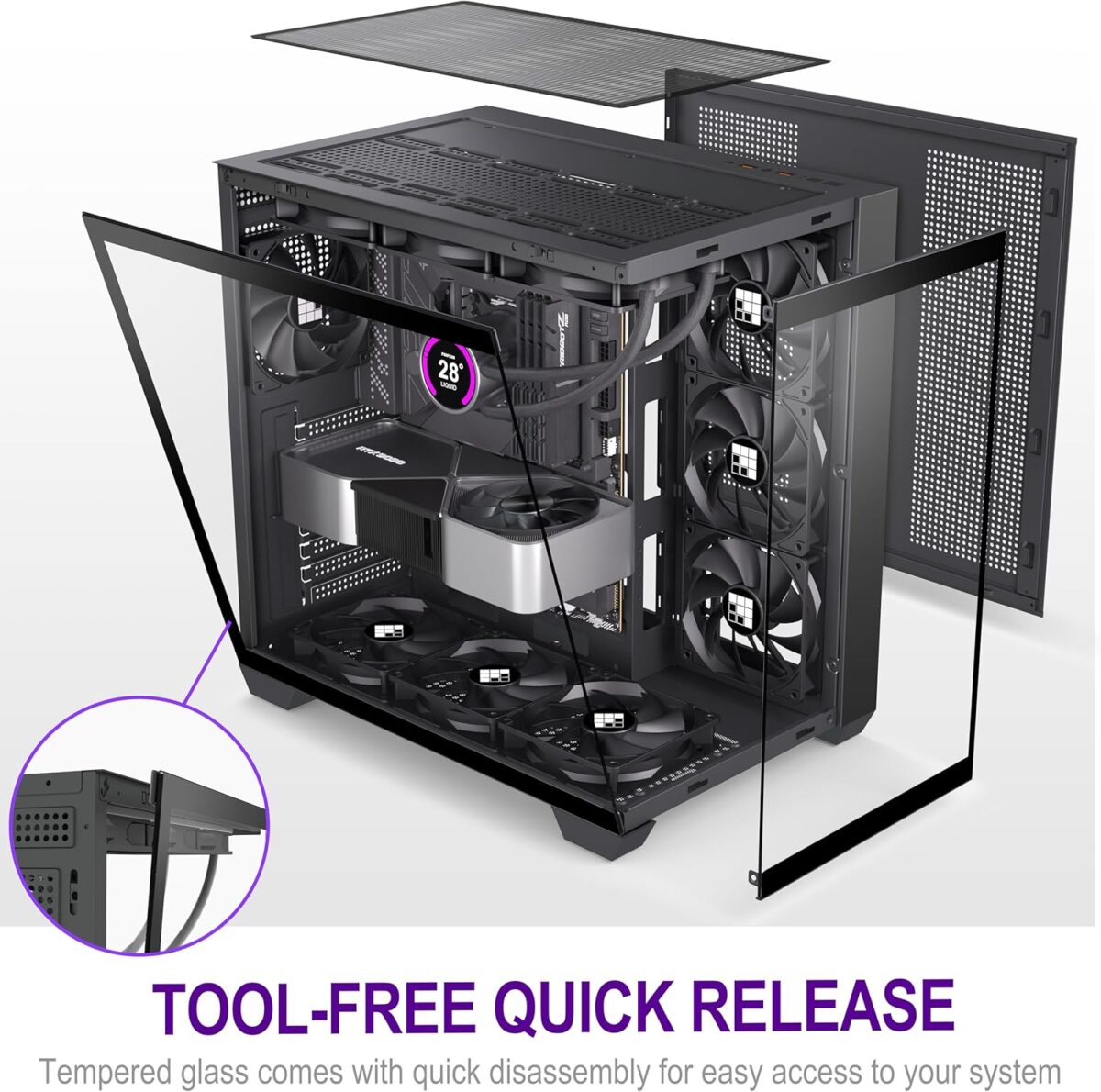 FOIFKIN F300 (2025) – Case ATX Mid-Tower Gaming, Vidrio Panorámico 270°, 4 Ventiladores - Image 3