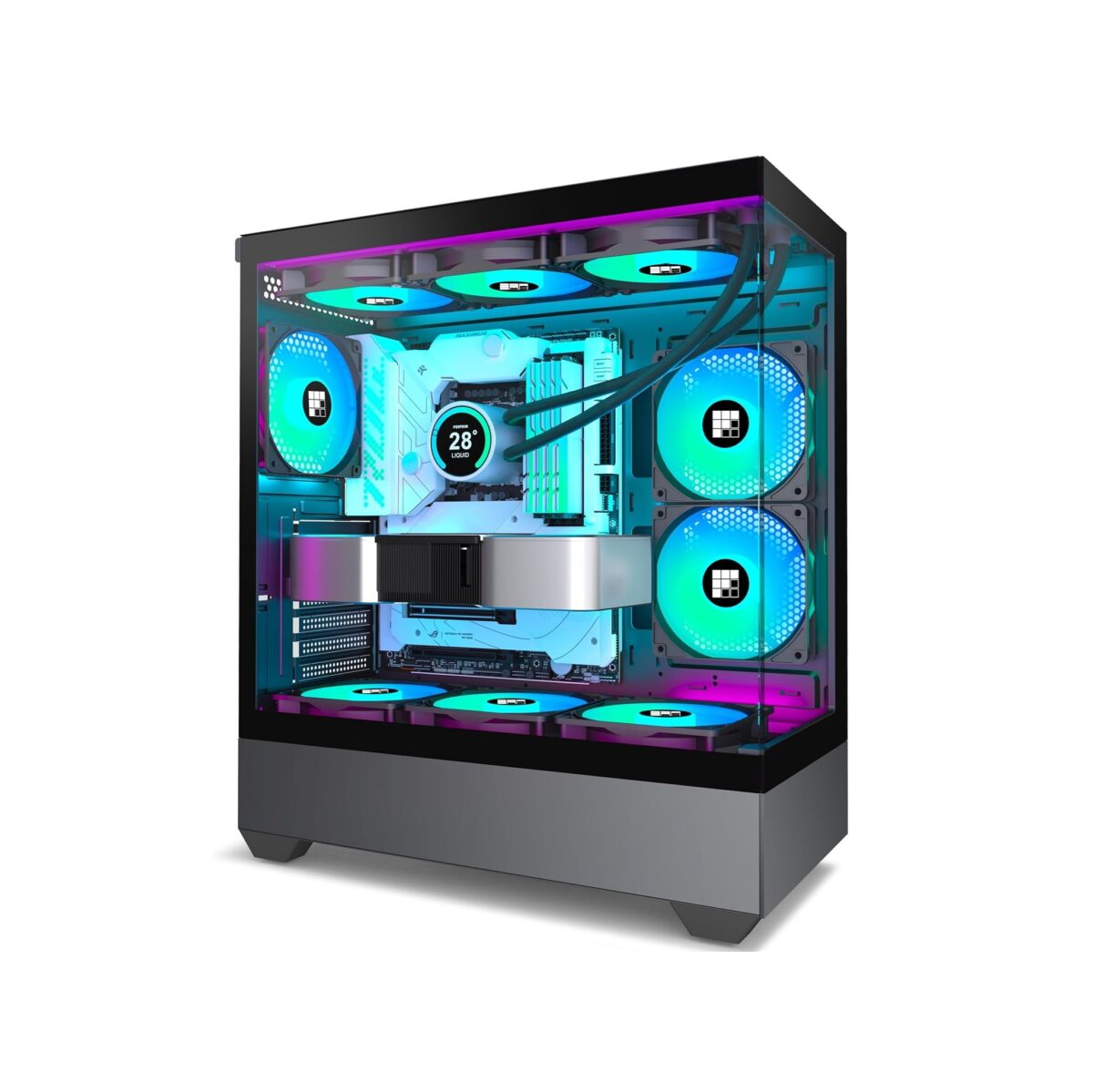 Chasis FOIFKIN ATX Media Torre – 6 Ventiladores ARGB PWM, Vidrio Templado, USB-C - Image 1