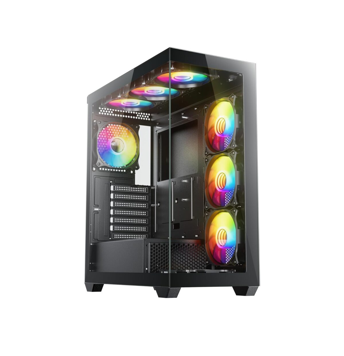 Sevenhero EL2 – Chasis Gaming ATX Torre Media | 3 Ventiladores ARGB | Vidrio Templado Panorámico - Image 1