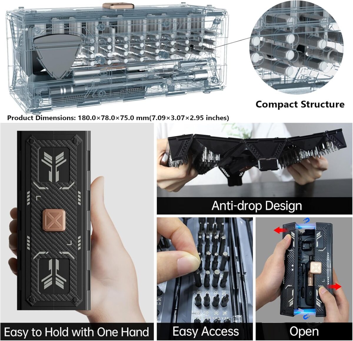 Juego de Destornilladores de Precisión JAKEMY 180 en 1 – Kit Magnético Profesional para Reparación de Electrónica - Image 5