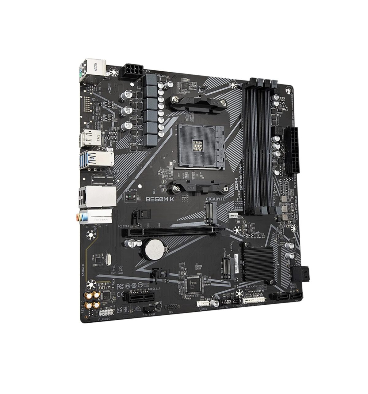 Motherboard GIGABYTE B550M K – AM4 Ryzen 3000/4000/5000, Micro-ATX, DDR4, PCIe 4.0, Dual M.2 - Image 3