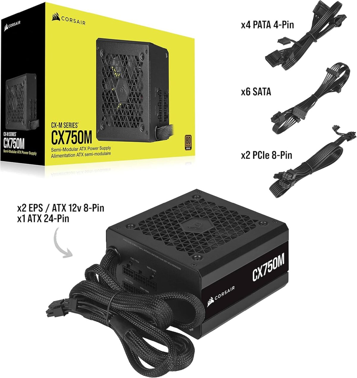 Fuente de Poder Corsair CX750M – 750W ATX, 80 PLUS Bronze - Semi-Modular - Image 6