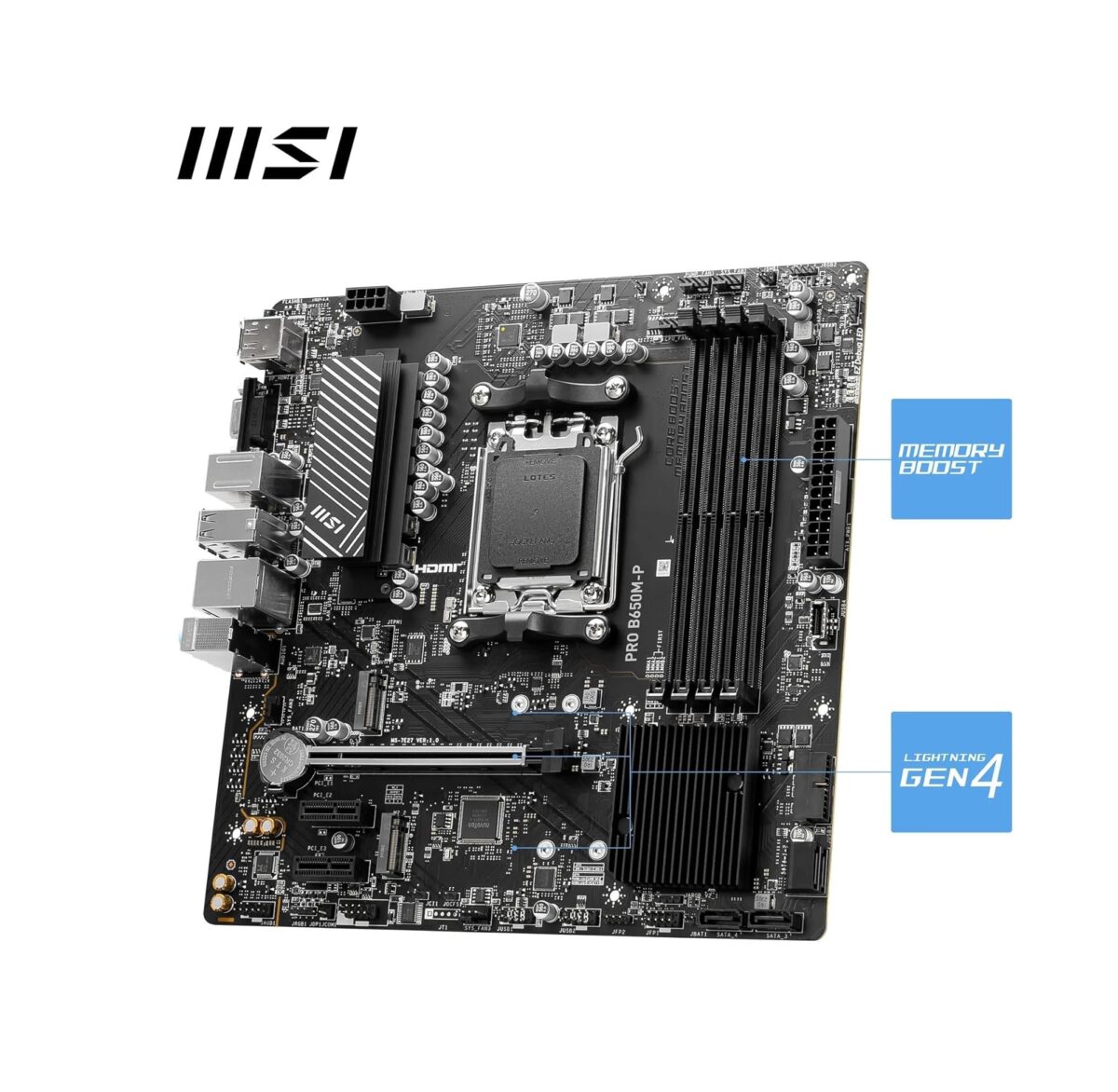 MSI PRO B650M-P V1 – Placa Base Micro-ATX AM5, DDR5, PCIe 4.0, M.2 Gen4, LAN 2.5G - Image 3
