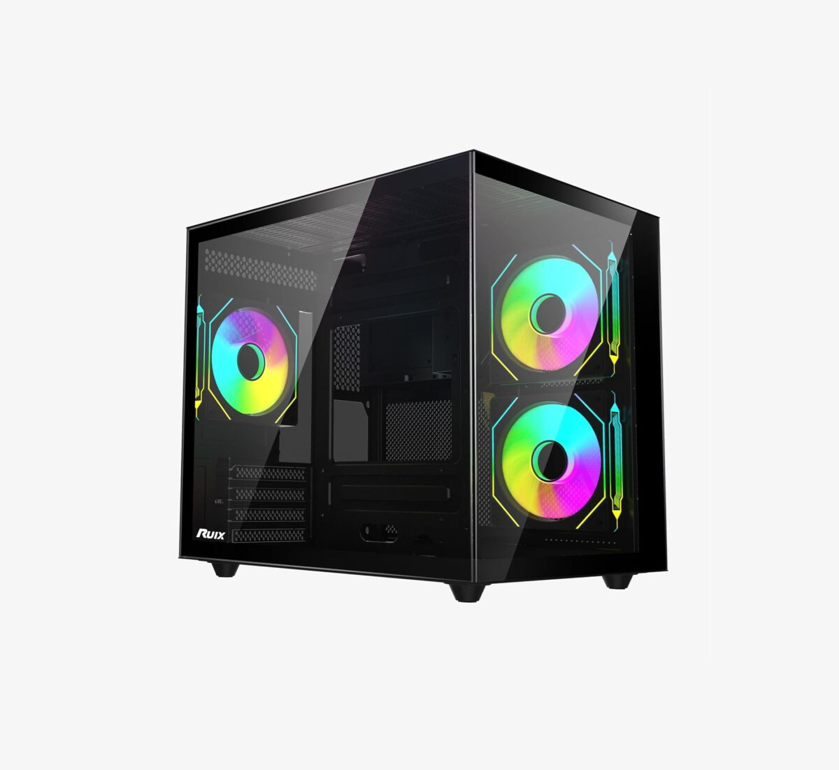RUIX OV502 M-ATX – Carcasa Mini Torre con 3 Ventiladores Prism ARGB, Vidrio Templado 180°, USB 3.0, Compacta para Gaming - Image 7