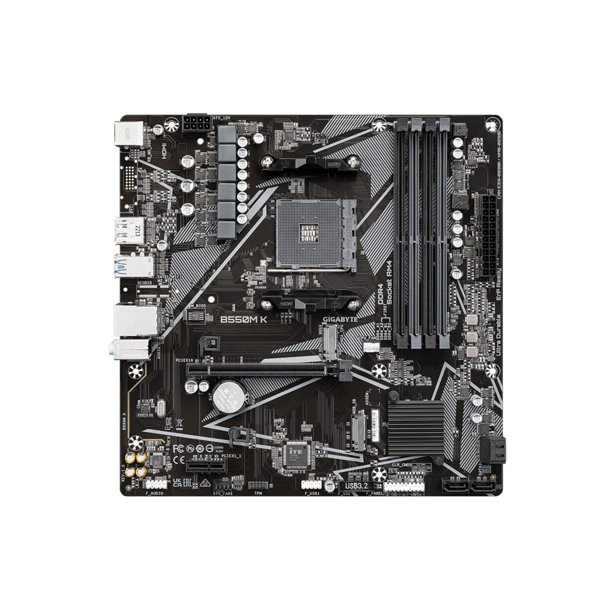 Motherboard GIGABYTE B550M K – AM4 Ryzen 3000/4000/5000, Micro-ATX, DDR4, PCIe 4.0, Dual M.2 - Image 2