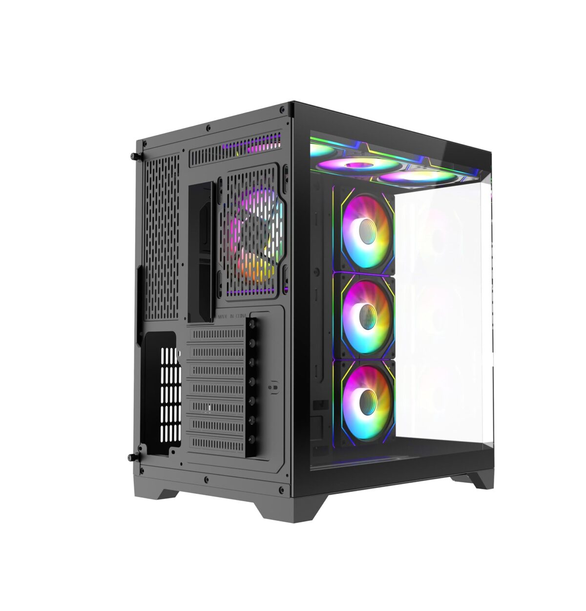 Funda ATX Gaming Iceberg Crystal Edge – Vista Panorámica 3 Lados Vidrio Templado + 7 Ventiladores ARGB - Image 8