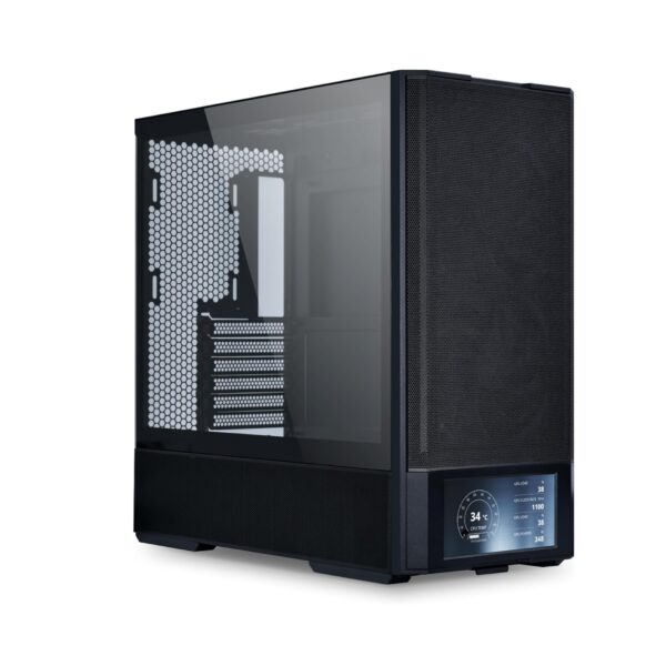 Chasis Lian Li LANCOOL 207 – Torre Media ATX/M-ATX, Pantalla LCD, 4 Ventiladores PWM, Panel de Malla