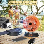 Ventilador Solar Portátil EVERIZ – Batería 10000mAh - 4 Velocidades - LED - Imagen 5