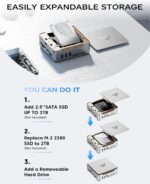 Mini PC KAMRUI GK3Plus – Intel Alder Lake N95 (hasta 3.4 GHz), 16GB RAM DDR4 + 512GB SSD, 4K - Imagen 3