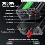 Inversor de Potencia 3000W Pico 6000W 12V DC a 110/120V AC con Pantalla LCD, Control Remoto, 2 Tomas AC y Puerto USB 2.4A - Imagen 3